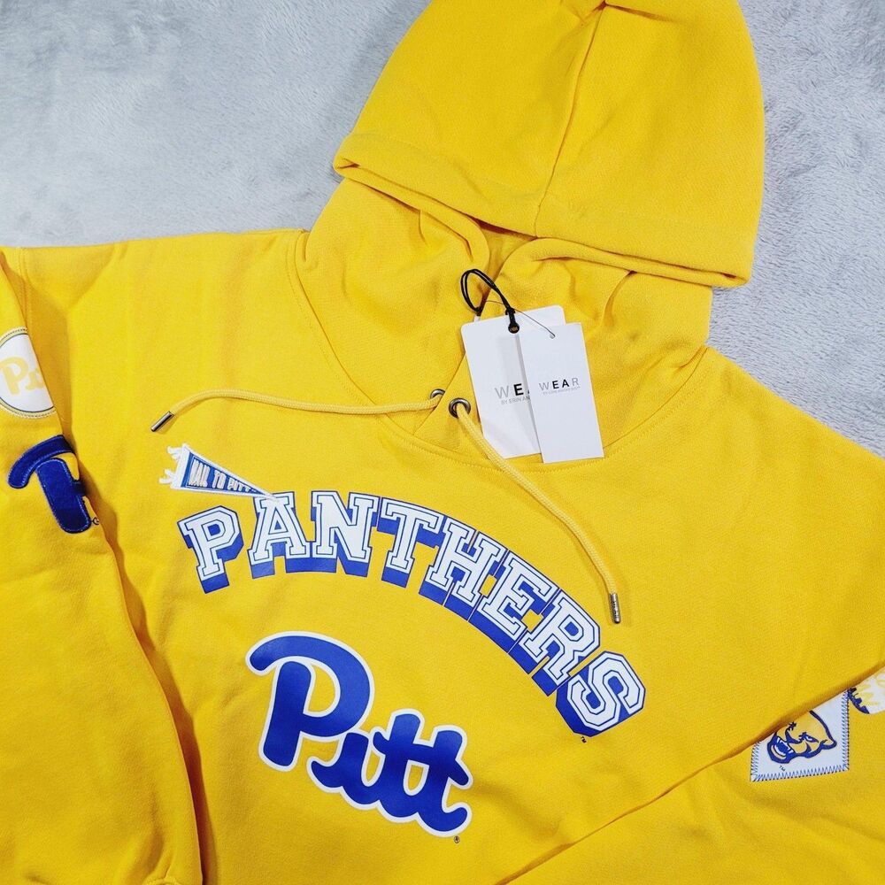 Pittsburgh Panthers Sweatshirt Womens 2XL Yellow NCAA WEAR Erin Andrews Crop